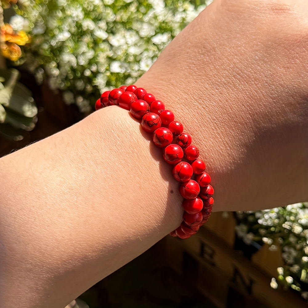 Bohemian Style Cinnabar Bead Bracelet for Women's Wear